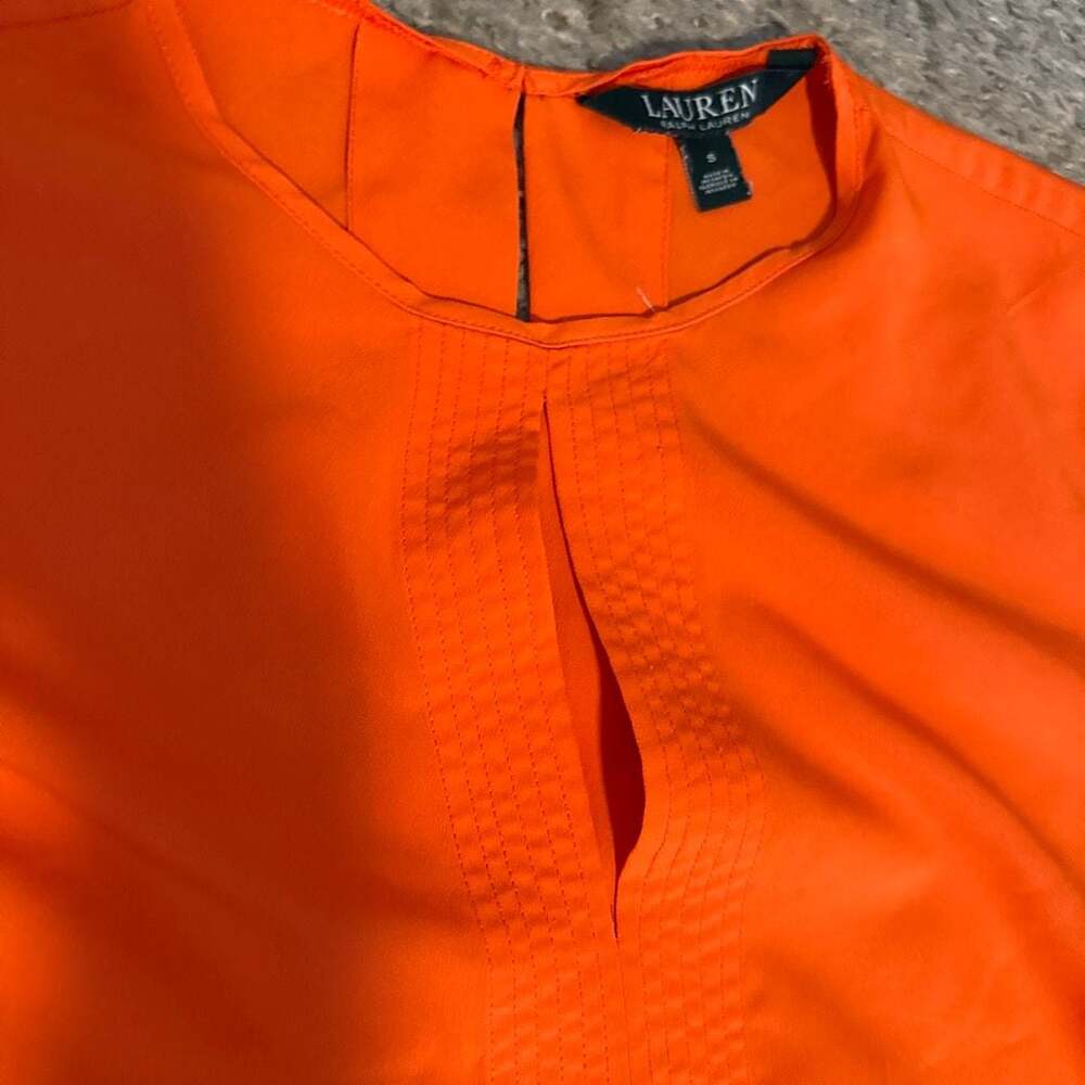 Lauren Ralph Lauren Bright Orange Long Sleeve Keyhole Blouse Shirt Size S